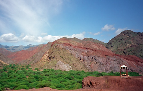 Multi color mountains and grave