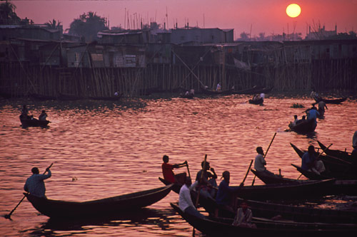 Dhaka River at sunset