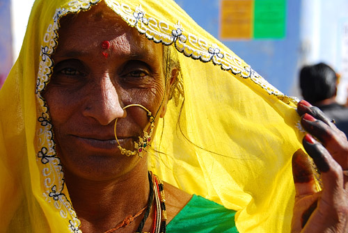 Woman with yellow sari