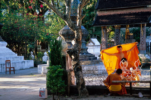 Luang Prabang Novice shades his friends