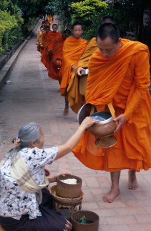 Monks collecting Alms in Luang Prabang