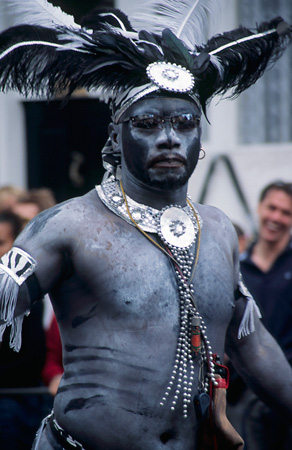 Painted man at Notting Hill Carnival