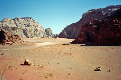 Wadi Rum, jeep in the desert