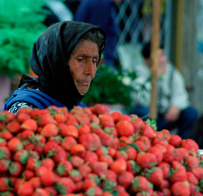 Bucharest, strawberries in the market