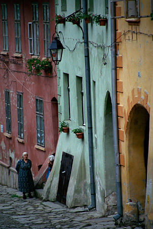 Walking in the medieval town of Sighisoara
