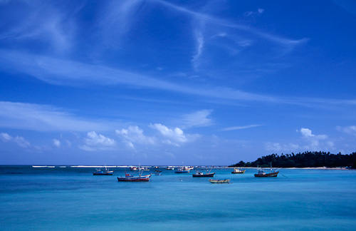 Fishing boats in Weligama Bay